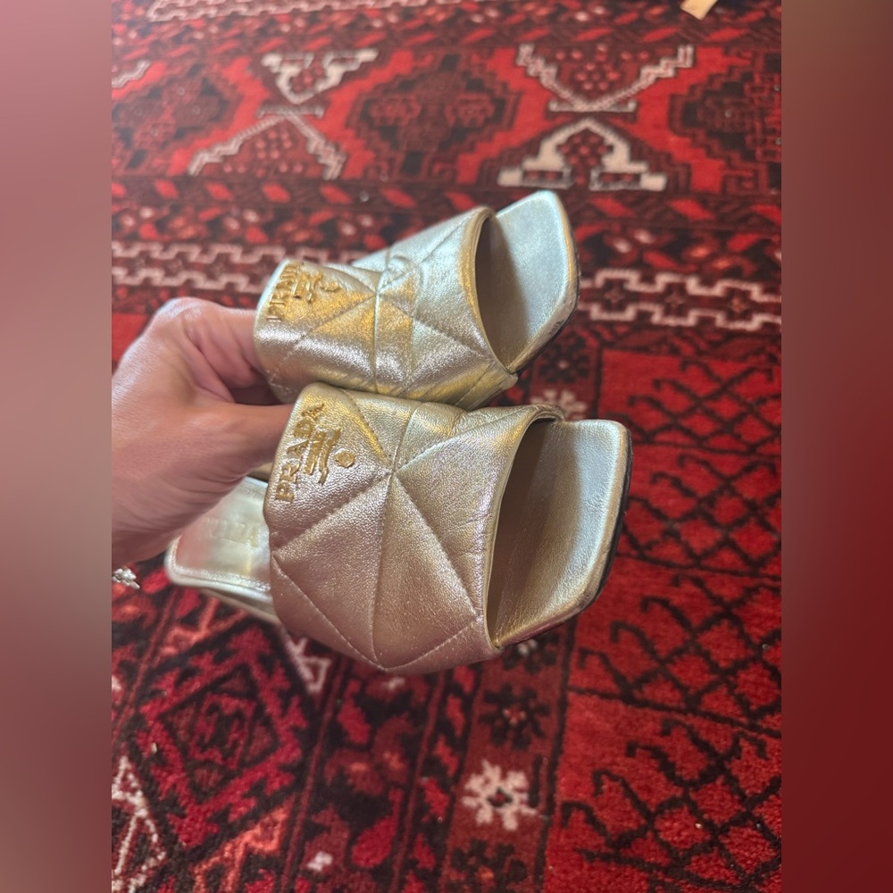 Prada Quilted Leather Block-Heel Slide Sandals 38.5 - Picture 11 of 11